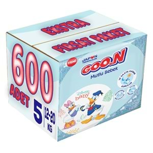 Goon Mutlu Bebek Bebek Bezi Beden:5 (12-20Kg) Junior 600 Adet Ekstra Fırsat Pk