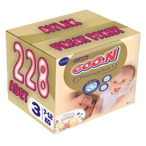 Goon Premium Soft Bebek Bezi Beden:3 (7-12Kg) Midi 228 Adet Aylık Fırsat Pk