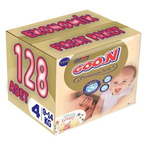 Goon Premium Soft Bebek Bezi Beden:4 (9-14Kg) Maxi 128 Adet Ekonomik Fırsat Pk