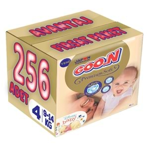 Goon Premium Soft Bebek Bezi Beden:4 (9-14Kg) Maxi 256 Adet Avantaj Fırsat Pk