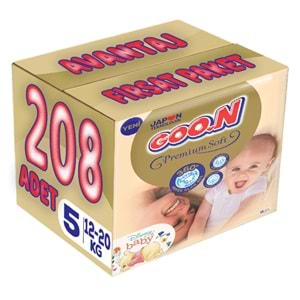 Goon Premium Soft Bebek Bezi Beden:5 (12-20Kg) Junior 208 Adet Avantaj Fırsat Pk