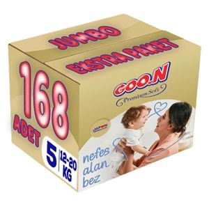 Goon Premium Soft Bebek Bezi Beden:5 (12-20Kg) Junior 168 Adet Jumbo Ekstra Pk