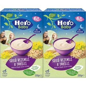 Hero Baby Kaşık Maması 200GR Gece Sütlü Rezeneli 8 Tahıllı 2 Li Set