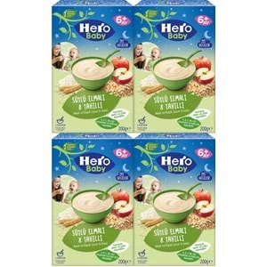 Hero Baby Kaşık Maması 200GR Gece Sütlü Elmalı 8 Tahıllı 4 Lü Set