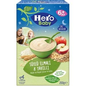 Hero Baby Kaşık Maması 200GR Gece Sütlü Elmalı 8 Tahıllı 4 Lü Set