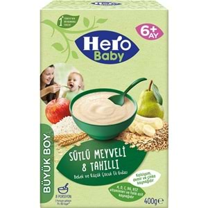 Hero Baby Kaşık Maması 400GR Sütlü Meyveli 8 Tahıllı 2 Li Set