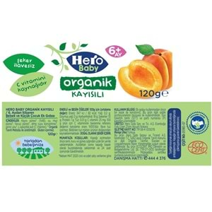 Hero Baby Kavanoz Maması 120GR Organik Kayısılı (12 Li Set)