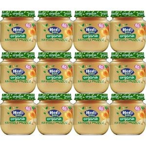 Hero Baby Kavanoz Maması 120GR Organik Kayısılı Muzlu (12 li Set)