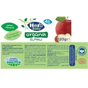 Hero Baby Kavanoz Maması 120GR Organik Elmalı (3 Lü Set)