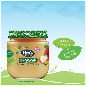 Hero Baby Kavanoz Maması 120GR Organik Elmalı Şeftalili (9 Lu Set)