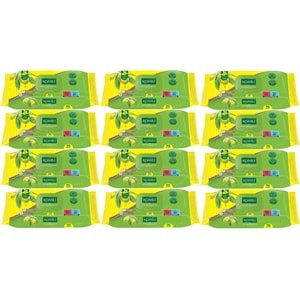 Komili Islak Havlu Mendil 90 Yaprak (12 Li Set) Zeytin Yağlı Plastik Kapaklı (12PK*90) 1080 Yaprak