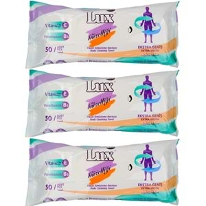 Lüx Hasta Vücut Temizleme Islak Mendil Havlu 50 Yaprak XL (3 Lü Set)