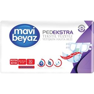 Mavi Beyaz Ped Ekstra Tekstil Yüzeyli Yetişkin Bel Bantlı Hasta Bezi XL Ekstra Büyük 90 Adet