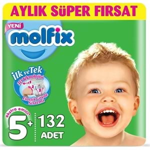 Molfix Bebek Bezi Beden:5+ (13-20Kg) 132 Adet Aylık Fırsat Pk + 9 Adet Islak Havlu