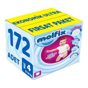 Molfix Külot Bebek Bezi Beden:4 (9-14Kg) Maxi 172 Adet Ekonomik Ultra Fırsat Pk