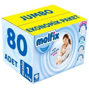 Molfix Bebek Bezi Beden:1 (2-5Kg) Yeni Doğan 80 Adet Jumbo Ekonomik Pk