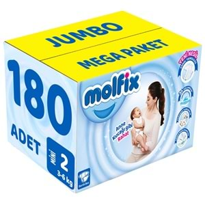 Molfix Bebek Bezi Beden:2 (3-6Kg) Mini 180 Adet Jumbo Mega Pk