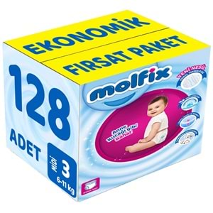 Molfix Külot Bebek Bezi Beden:3 (6-11KG) Midi 128 Adet Ekonomik Fırsat Pk