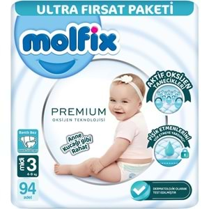 Molfix Premium Bebek Bezi Beden:3 (4-9KG) Midi 282 Adet Aylık Ultra Fırsat Pk