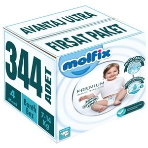 Molfix Premium Bebek Bezi Beden:4 (7-14KG) Maxi 344 Adet Avantaj Ultra Fırsat Pk