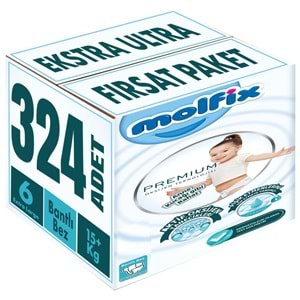 Molfix Premium Bebek Bezi Beden:6 (15+KG) Extra Large 324 Adet Ekstra Ultra Fırsat Pk