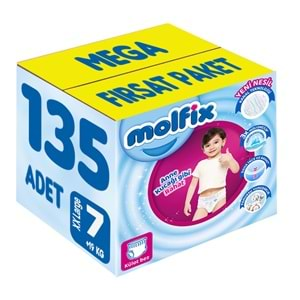 Molfix Külot Bebek Bezi Beden:7 (19+KG) XX Large 135 Adet Mega Fırsat Pk