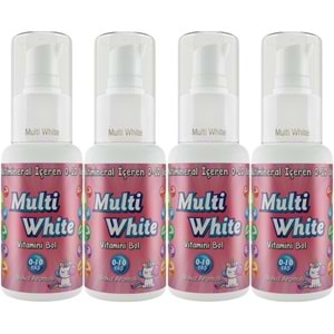 Multi White Diş Macunu 50ML Sakız Aromalı Bol Vitaminli (0-10 Yaş) (4 Lü Set)