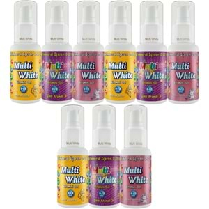 Multi White Diş Macunu 50ML Karma Muz-Çilek-Sakız Aromalı Bol Vitaminli (0-10 Yaş) (9 Lu Set)