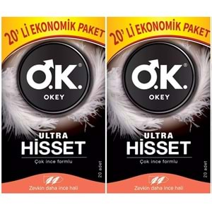 Okey Prezervatif 40 Adet Ultra Hisset Ekonomik Pk (2PK*20)