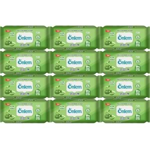 Önlem Islak Havlu Mendil 90 Yaprak Aloe Vera Plastik Kapaklı (12 Li Set) (1080 Yaprak)