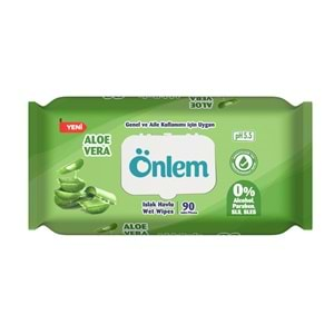 Önlem Islak Havlu Mendil 90 Yaprak Aloe Vera Plastik Kapaklı (12 Li Set) (1080 Yaprak)