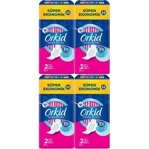 Orkid Hijyenik Ped Ultra Extra Koruma Uzun 88 Adet Süper Ekonomik Pk (4PK*22)