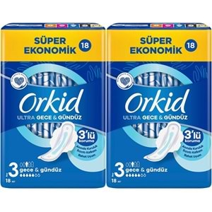 Orkid Hijyenik Ped Ultra Extra Koruma Gece&Gündüz 36 Adet Süper Ekonomik Pk (2PK*18)