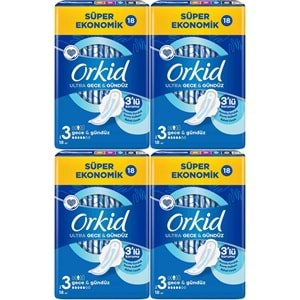 Orkid Hijyenik Ped Ultra Extra Koruma Gece&Gündüz 72 Adet Süper Ekonomik Pk (4PK*18)