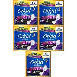 Orkid Platinum Hijyenik Ped Gece Extra 70 Adet (5PK*14) Süper Ekonomik Pk