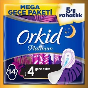 Orkid Platinum Hijyenik Ped Gece Extra 336 Adet (24PK*14) Süper Ekonomik Pk