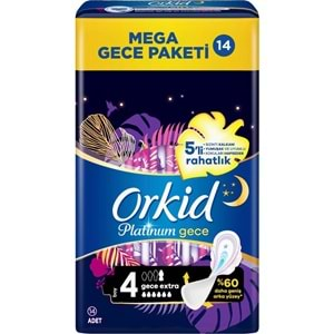 Orkid Platinum Hijyenik Ped Gece Extra 336 Adet (24PK*14) Süper Ekonomik Pk