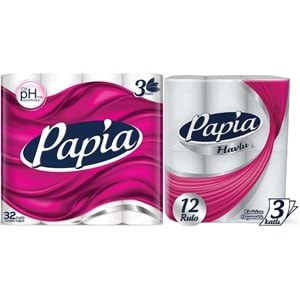 Papia Tuvalet Kağıdı (3 Katlı) 32 Li Pk + 12 Li Paket Kağıt Havlu (3 Katlı)