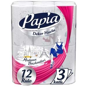 Papia Tuvalet Kağıdı (3 Katlı) 32 Li Pk + 12 Li Paket Kağıt Havlu Decor Desenli (3 Katlı)