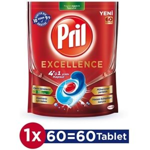 Pril Bulaşık Makinesi Deterjanı Kapsül Tablet Excellence 4 ü 1 Arada 300 Adet (5PK*60)