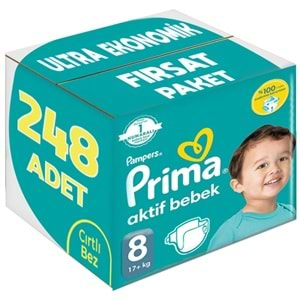 Prima Bebek Bezi Beden:8 (17+Kg) XXX Large 248 Adet Ultra Ekonomik Fırsat Pk