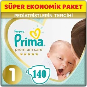 Prima Premium Care Bebek Bezi Beden:1 (2-5Kg) Yeni Doğan 140 Adet + 3 Lü Mendil Süper Ekonomik Pk