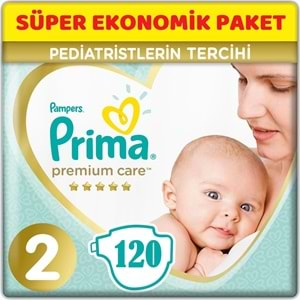 Prima Premium Care Bebek Bezi Beden:2 (4-8Kg) Mini 120 Adet + 3 Lü Mendil Süper Ekonomik Pk