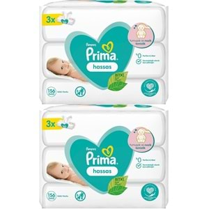 Prima Islak Havlu Mendil Hassas Ciltler İçin Bitki Bazlı Kokusuz (6 Lı Set) (2PK*3) 312 Yaprak