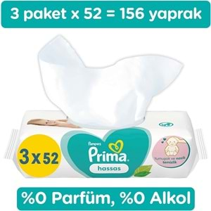 Prima Islak Havlu Mendil Hassas Ciltler İçin Bitki Bazlı Kokusuz (27 Li Set) (9PK*3) 1404 Yaprak