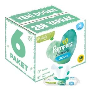 Prima Pampers Harmonie Islak Havlu Mendil Aqua Pure 48 Yaprak 6 Lı Set (288 Yaprak) Organik Pamuk