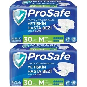 Prosafe Hasta Bezi Yetişkin Bel Bantlı Tekstil Yüzey M-Orta Boy 60 Adet (2PK*30)