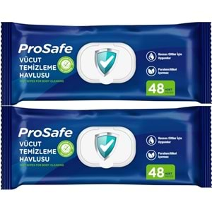 Prosafe Hasta Vücut Temizleme Islak Mendil Havlu 48 Yaprak XL (2 Li Set) Plastik Kapak