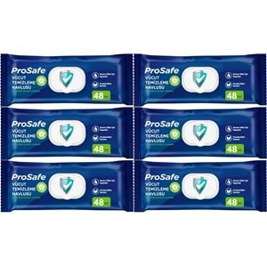 Prosafe Hasta Vücut Temizleme Islak Mendil Havlu 48 Yaprak XL (6 Lı Set) Plastik Kapak