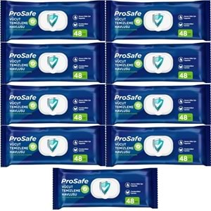 Prosafe Hasta Vücut Temizleme Islak Mendil Havlu 48 Yaprak XL (9 Lu Set) Plastik Kapak